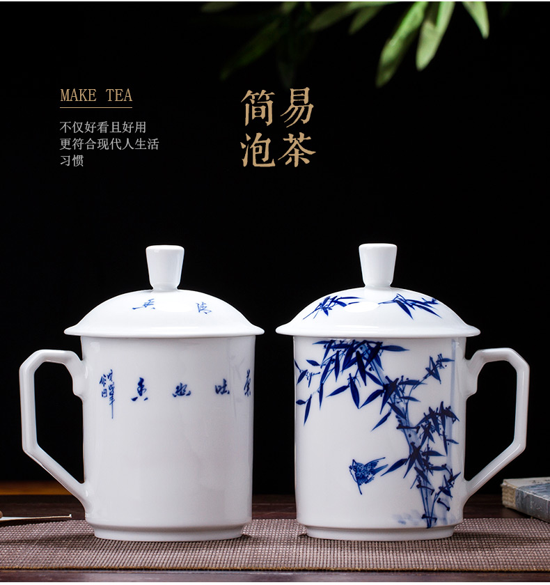 Is rhyme of jingdezhen ceramic cups office boss make tea cup under the hand - made porcelain glaze color double male new cup