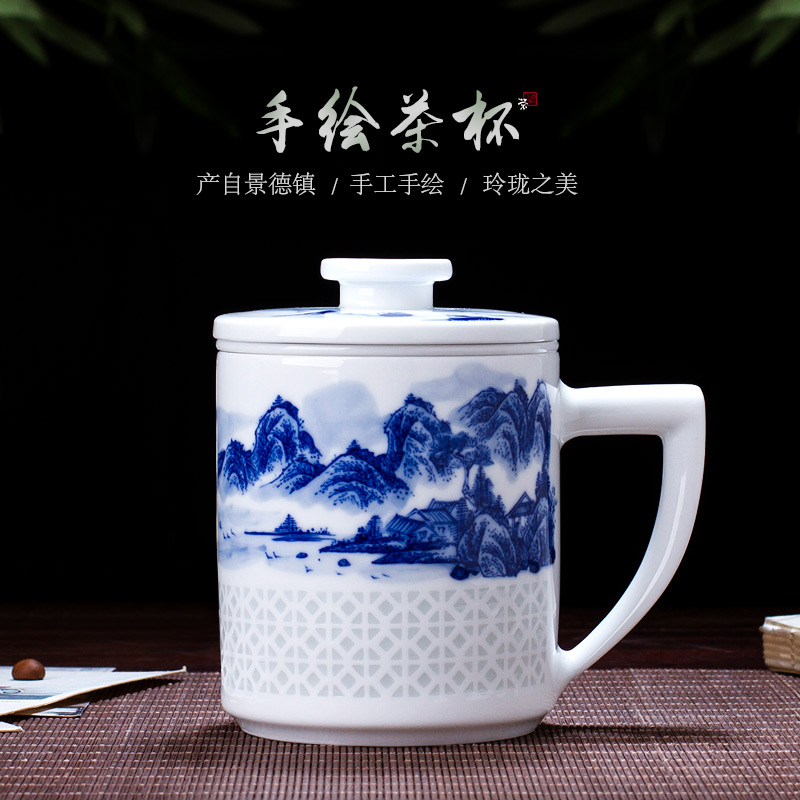 Jingdezhen ceramic cup hand - made porcelain and exquisite glaze color tea cup work under the boss business gift cup China cups