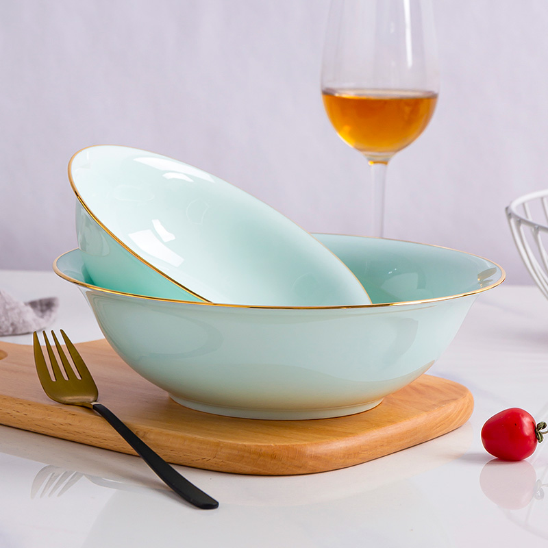 Jin Bianying green ipads porcelain bowl large household ceramics northern wind tableware soup basin creative rainbow such as bowl bowl celadon bowls