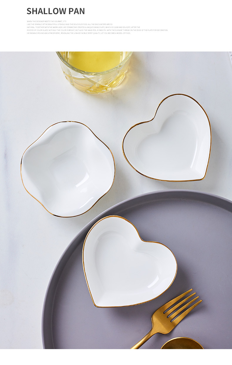 Jingdezhen ceramic small sauce up phnom penh dish creative lovely heart - shaped fruit vinegar dish of soy sauce dish of ceramic tableware home flavor dishes