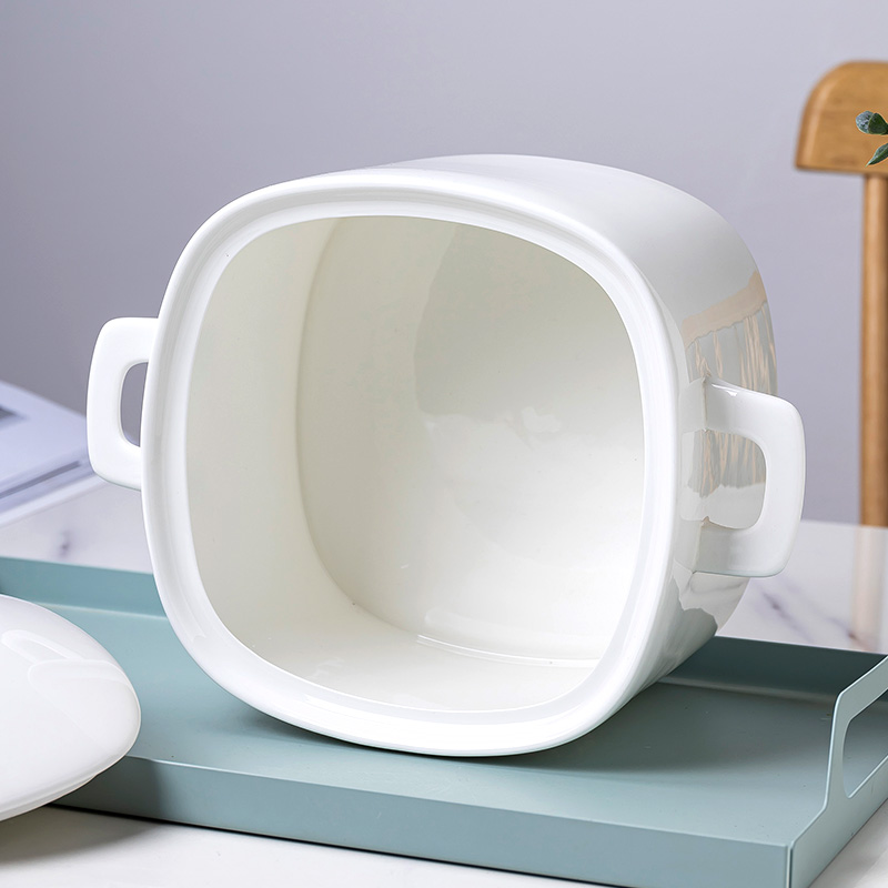 Jingdezhen white ipads China tableware square Korean white pot ceramics tableware suit soup pot large soup bowl