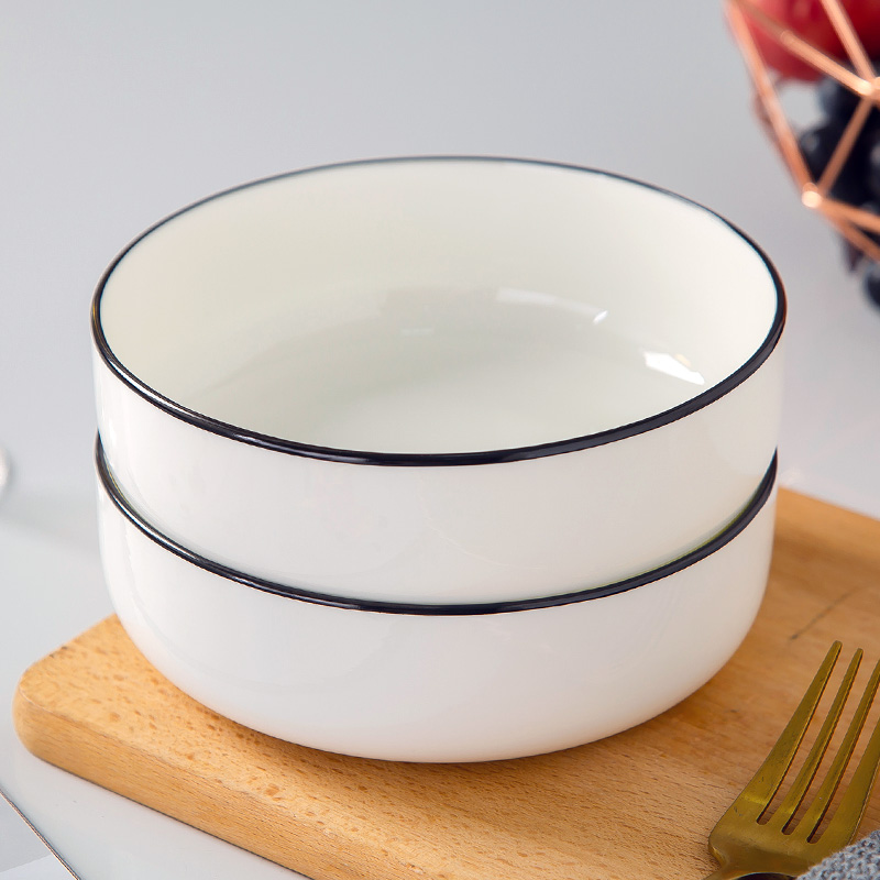 Jingdezhen porcelain ipads European contracted creative black line ceramic tableware plate household deep dish dish nest dish only 4/6
