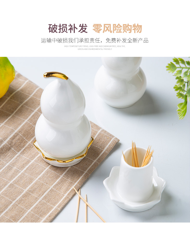 Home restaurant ceramic toothpicks extinguishers pure white fashion up phnom penh ipads porcelain tooth sign/toothpick box of creative gourd toothpicks