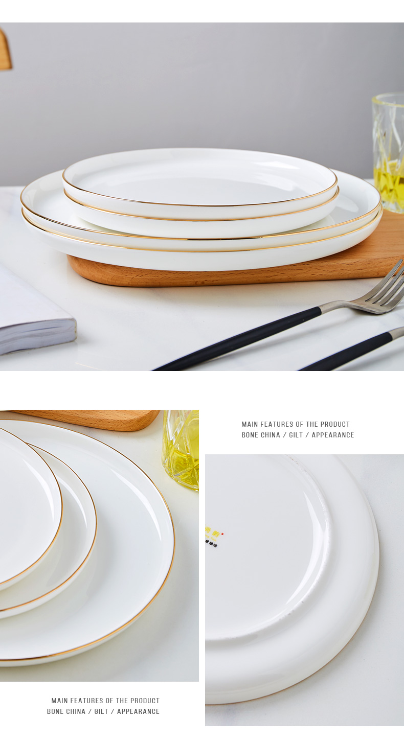 Jingdezhen European - style originality ipads China up phnom penh round steak home plate plate beefsteak platter with flat plate