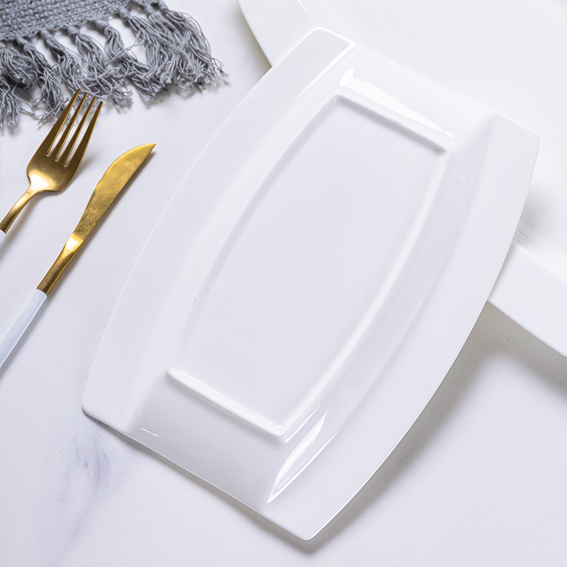 The Fish dish jingdezhen ipads porcelain tableware of pure creative dish 10 - inch rectangle Fish dish side dish of number plates