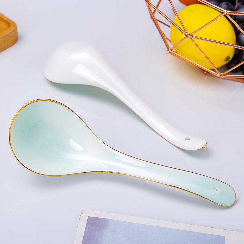 Celadon spoon Chinese spoon, long - handled spoon ladle ipads porcelain tableware big spoon, run small spoon, a price