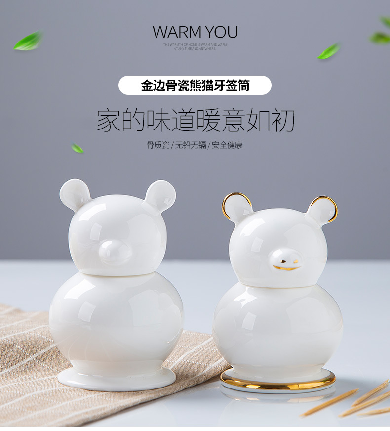 Home restaurant ipads porcelain tooth extinguishers pure creative fashion up phnom penh ceramic toothpick/toothpick box bear a toothpick