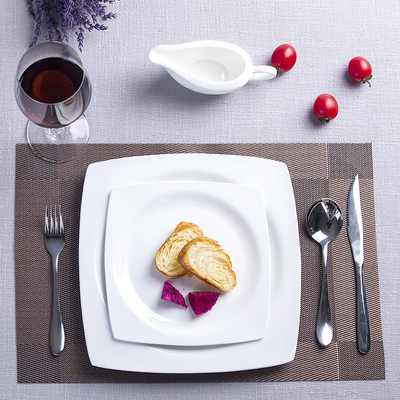Pure white ipads child creative porcelain ceramic flat tray household food dish soup plates deep western food steak plate tableware