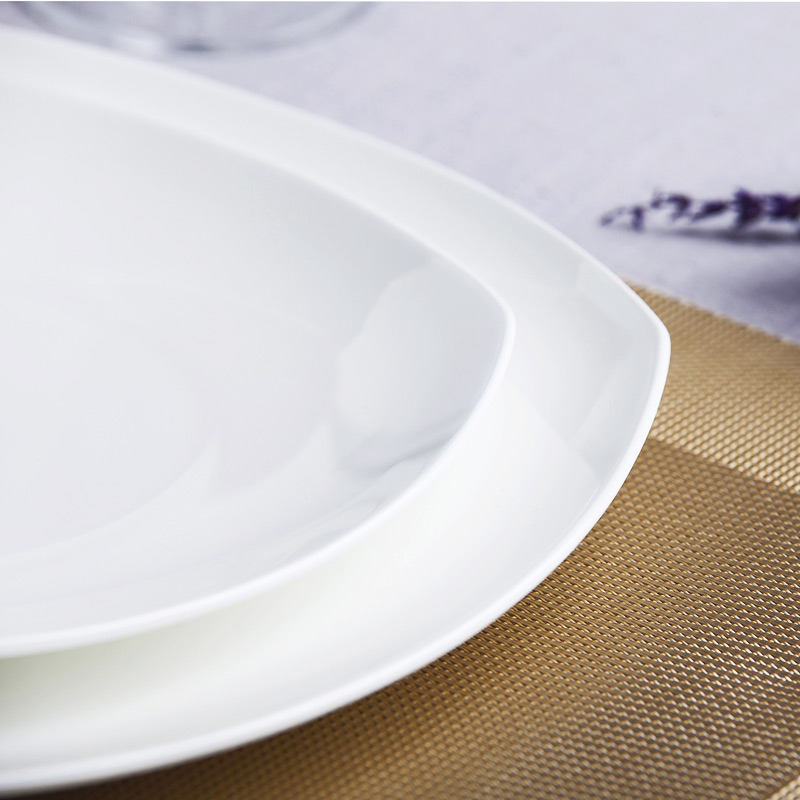 Pure white plate jingdezhen ceramic creative flat beefsteak dish dish cake snacks square plate western - style tableware