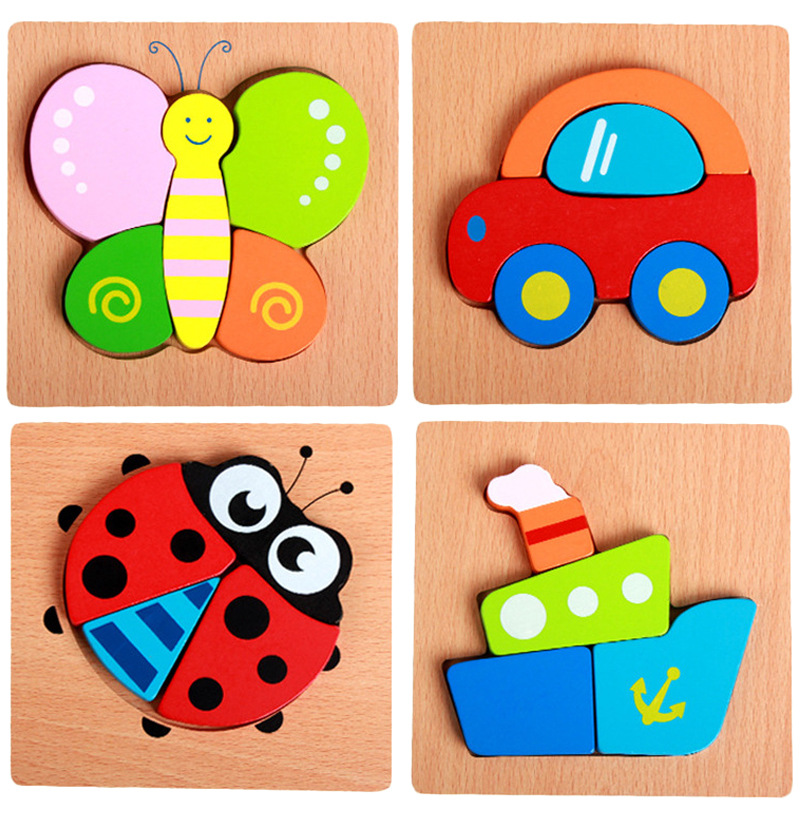 Hand Grip Jigsaw Puzzle Cartoon Cartoon Jigsaw Puzzle Three-dimensional Puzzle Children Wooden Puzzle Toys