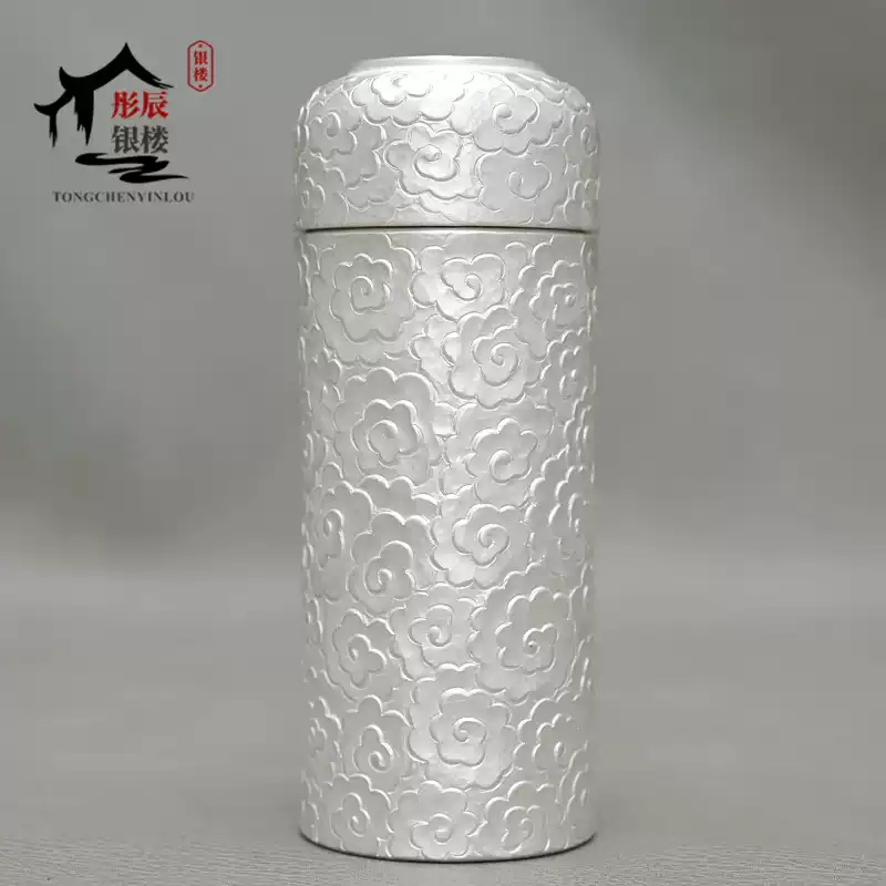 彤辰銀樓中式純銀水壺手工純銀550ml水壺加厚純銀便攜水杯戶外旅行用