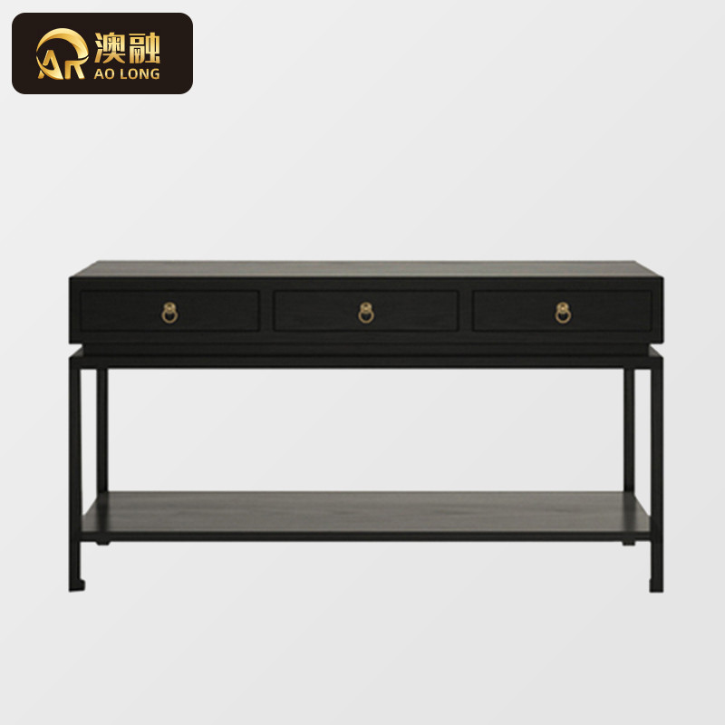 New Chinese classical porch cabinet atmospheric solid wood porch table simple modern hall cabinet partition cabinet model room furniture
