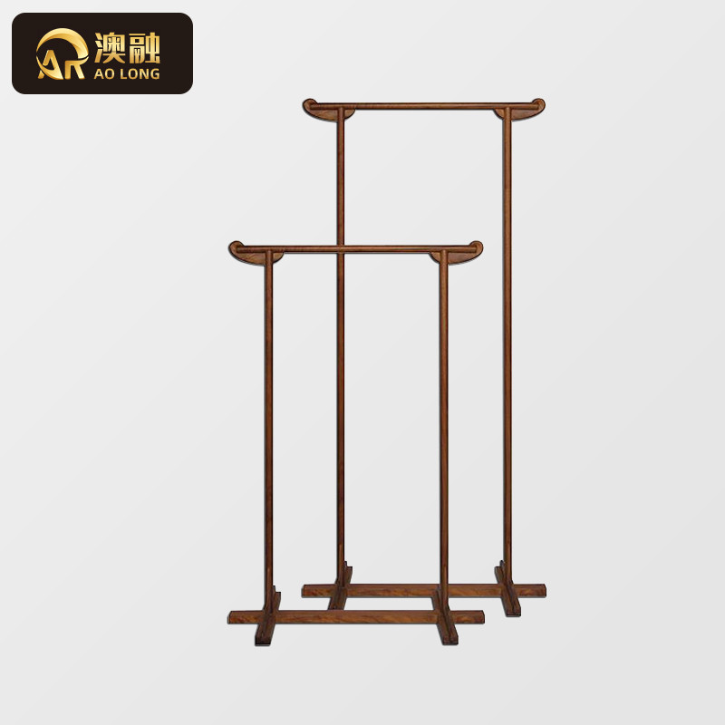New Chinese style display stand creative floor coat rack solid wood hanging Hanfu clothes hanger single rod antique Ming and Qingfeng custom
