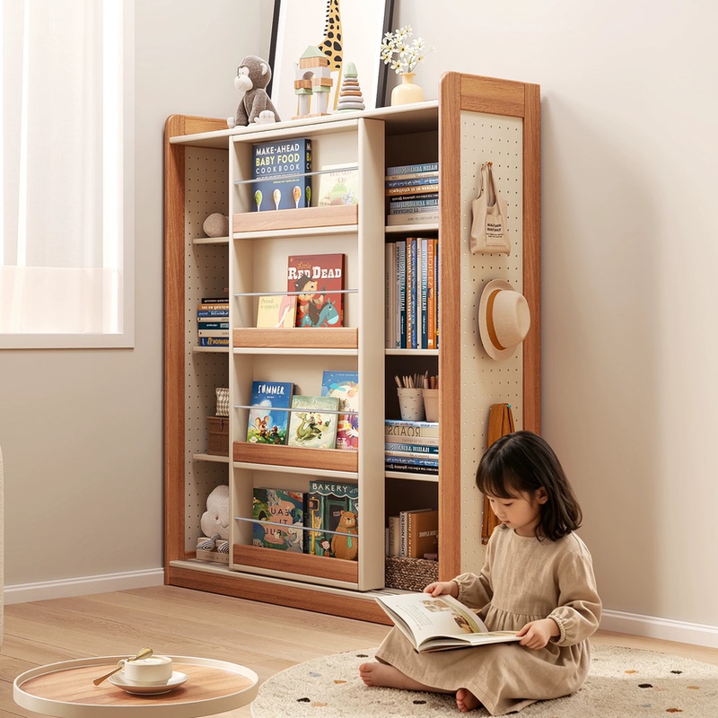 Children's Bookcase Integrated Wall-Mounted Display Cabinet with Sliding Doors, Picture Book Storage Cabinet, Storage Cabinet, Solid Wood Floor-Standing Bookshelf Children's Bookcase Integrated Wall-Mounted Display Cabinet with Sliding Doors, Picture Book Storage Cabinet, Storage Cabinet, Solid Wood Floor-Standing Bookshelf