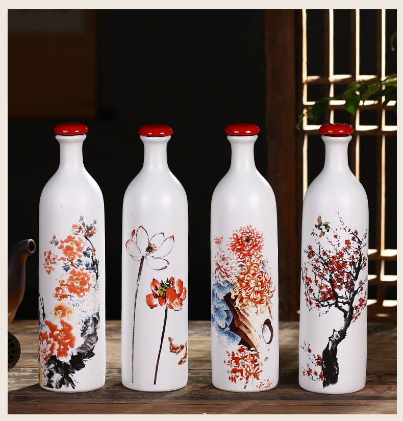 Jingdezhen ceramic bottle is empty bottle 1 catty creative hip flask furnishing articles contracted seal wine wine wine