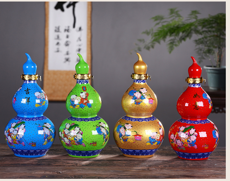 Number 5 jins of jingdezhen ceramic wine jar household hip flask wine bottle seal storage bottle wine bottle is empty