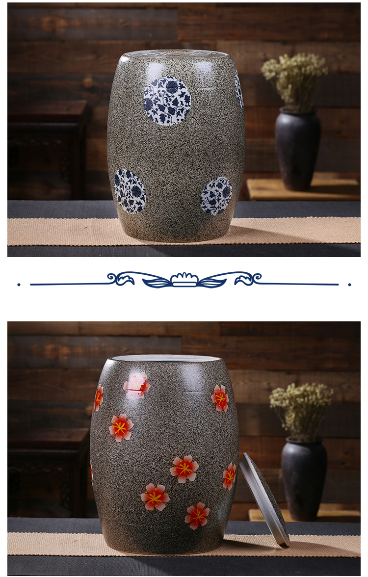 Jingdezhen ceramic barrel ricer box with a lid archaize of household barrel storage tank tea cake cylinder 20 jins 30 jins 50 pounds