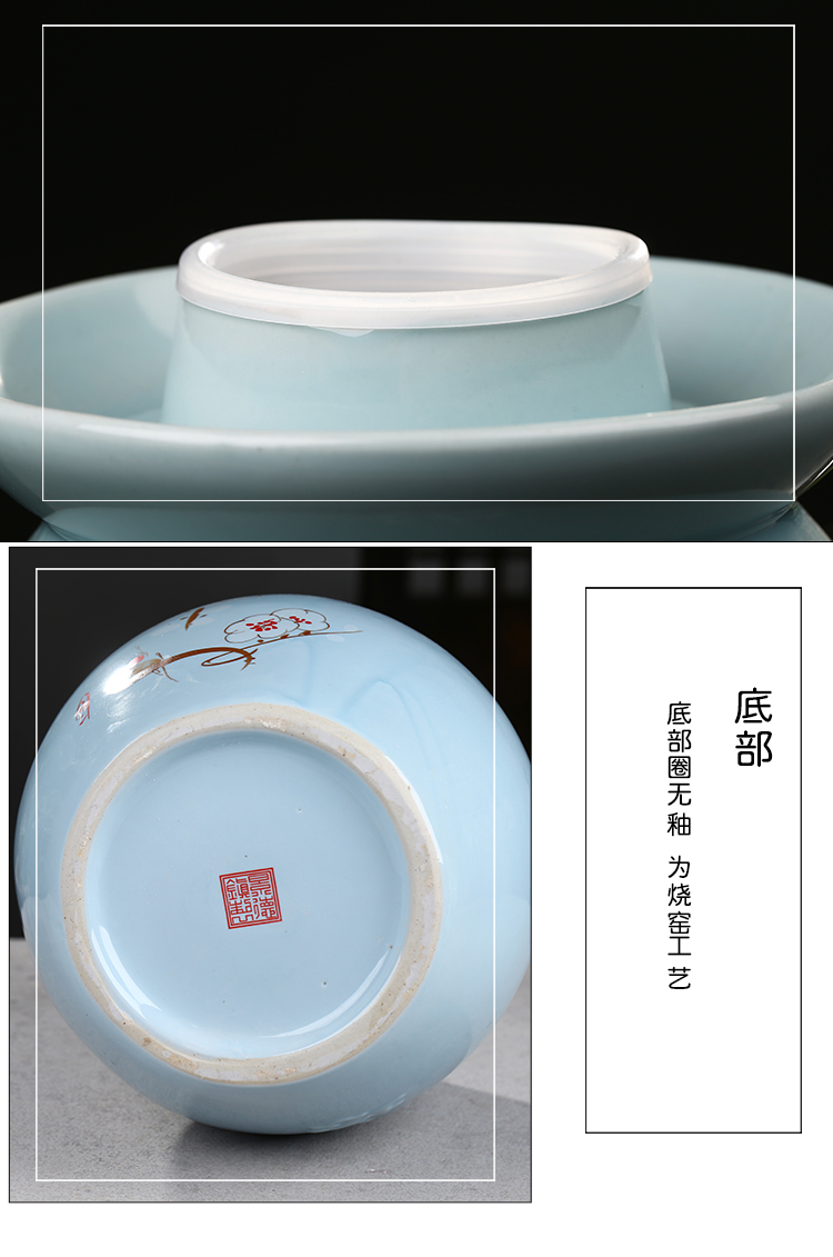 Jingdezhen ceramic pickle jar double cover kimchi household pickles cylinder seal pot salted egg wine altar bacon