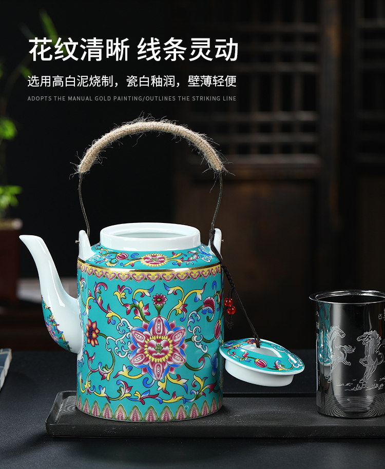 Old girder pot of ceramic pot of large capacity summer cool Chinese jingdezhen blue and white teapot single kettle pot of household