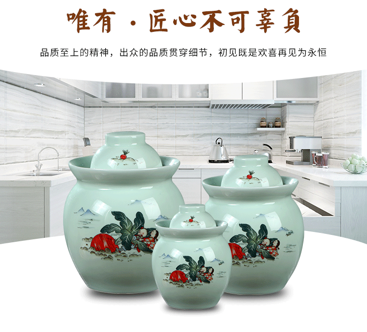 Jingdezhen ceramic double cover sealed jar of pickles pickled pickles cylinder bacon home altar wine producing cylinder storage tank