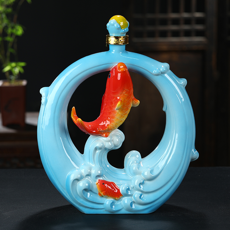 Creative bottles wine 3 jins of jingdezhen ceramics cowboy ride cow furnishing articles household seal hip decorative bottle
