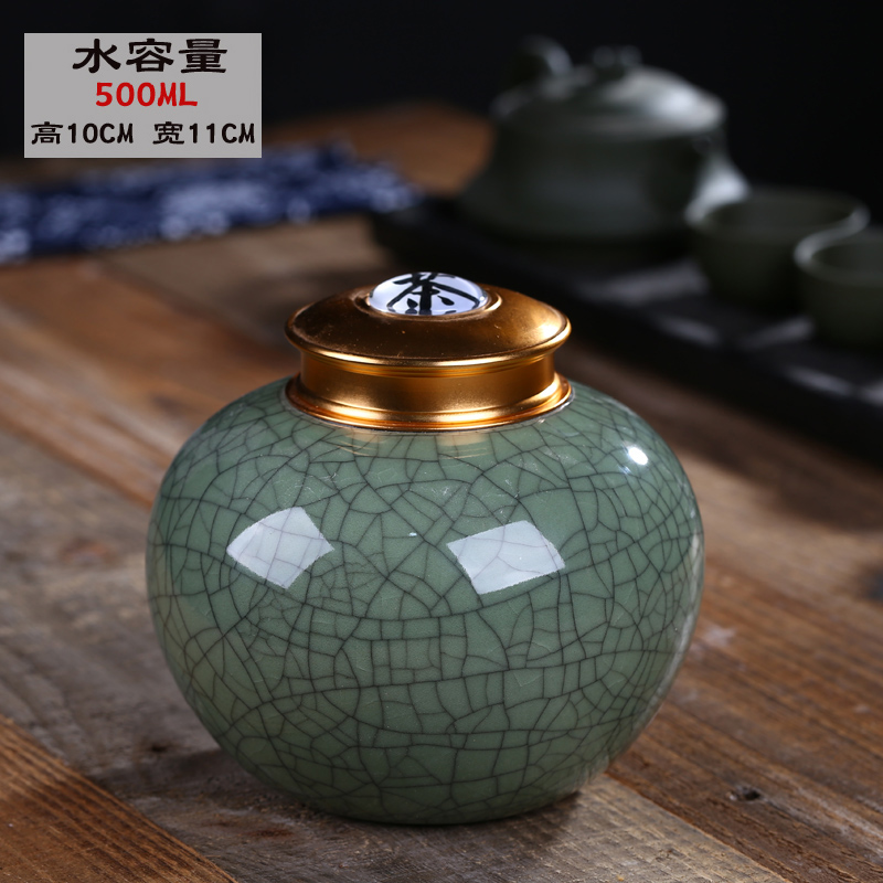 Household seal pot of jingdezhen ceramics caddy fixings elder brother up honey pot alloy cover moisture preservation POTS are large