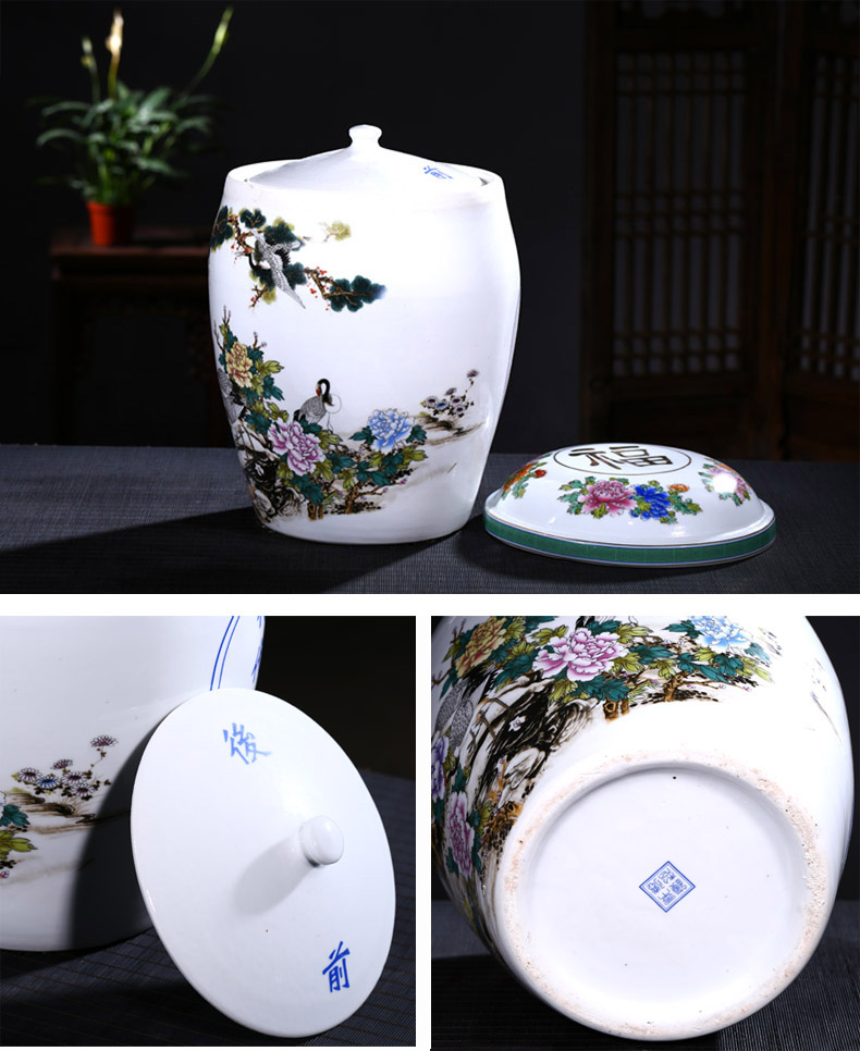 Jingdezhen ceramic urn burial articles large double cover ceramic cinerary urn burial removal tank of ashes