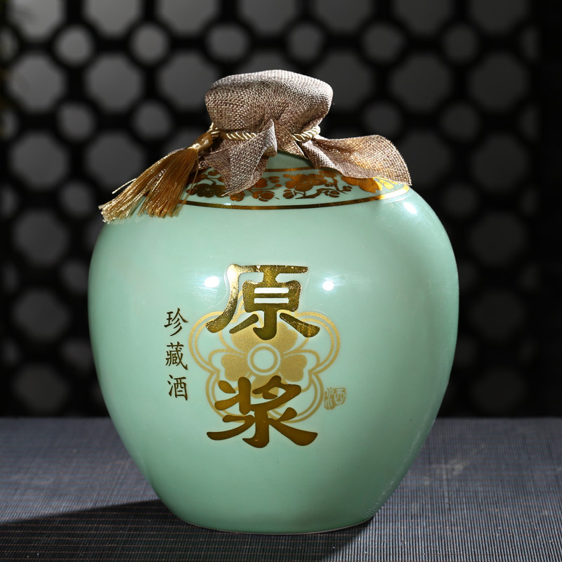 Jingdezhen ceramic bottle 1 catty 2 jins of 3 kg 5 jins of 10 jins jars sealed tank storage bottles of wine bottle is empty