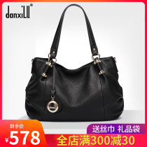 Danxilu brand first layer cowhide womens bag large bag fashion casual leather portable middle-aged lady mother shoulder bag
