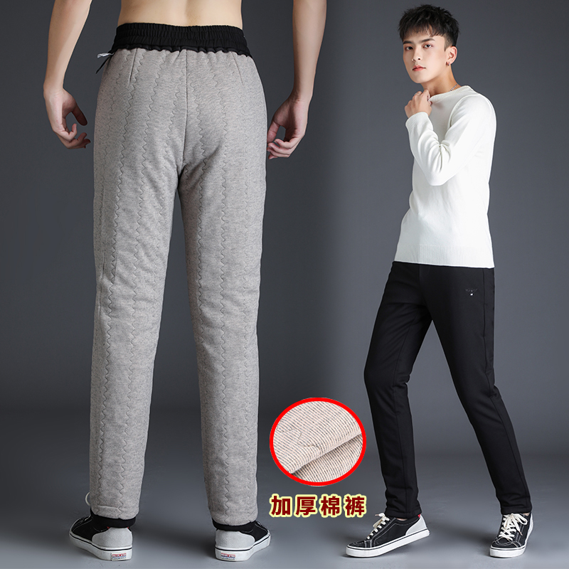 Dày cashmere nam quần cotton mới quần mùa đông nam quần âu màu tinh khiết trung niên quần cha sweatpants nam giới.