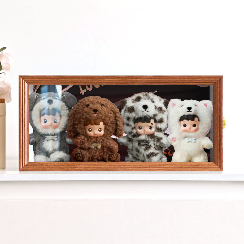 Hacipupu Lost Puppy Series Display Box Vinyl Plush Blind Box Storage Box Photo Frame Hollow 8 Hinges