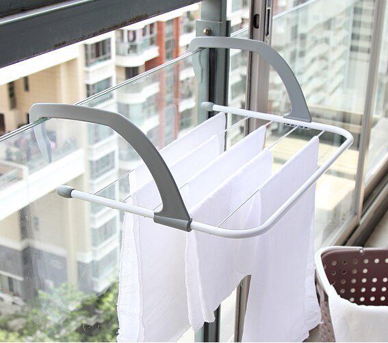 Foldable heating chip drying rack balcony toilet multi - purpose drying hanger Balcony towel frame
