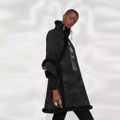 Cloud ornaments totem original design women's cotton clothes National style old satin oblique placket plus cotton wool warm women's top