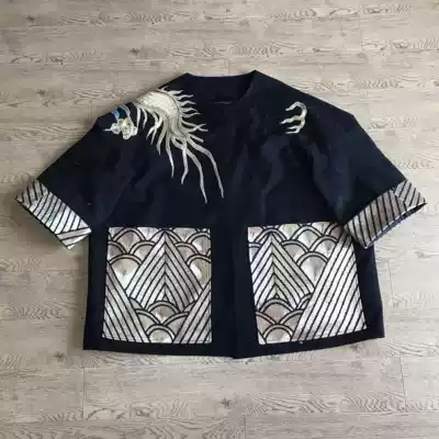 Cloud Totem 2021 Original Ethnic Women's Handmade Embroidery Old Embroidery Plate Golden Tenglong Casual Coat Trench Coat