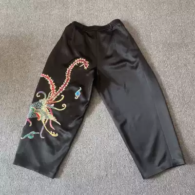 Cloud decoration totem 2021 original ethnic style women's hand embroidery color phoenix casual pants smoke pipe pants