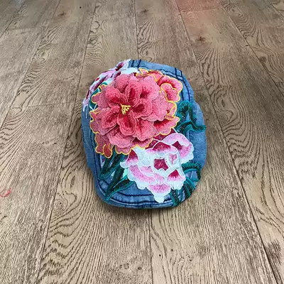 Cloud decoration totem original design female hat New embroidery full flower denim cap Net red wild personality sun hat