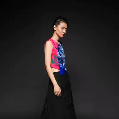 Cloud decoration totem original design women's horse clip ethnic style hand embroidery New embroidery Tuanlong wild contrast vest waistcoat