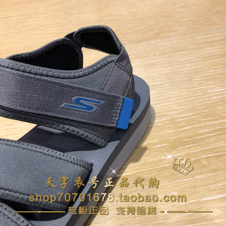 Skechers Skechers giày nam 53363 mùa hè thường thể thao nam dép Velcro giày bãi biển dép quai hậu đế cao