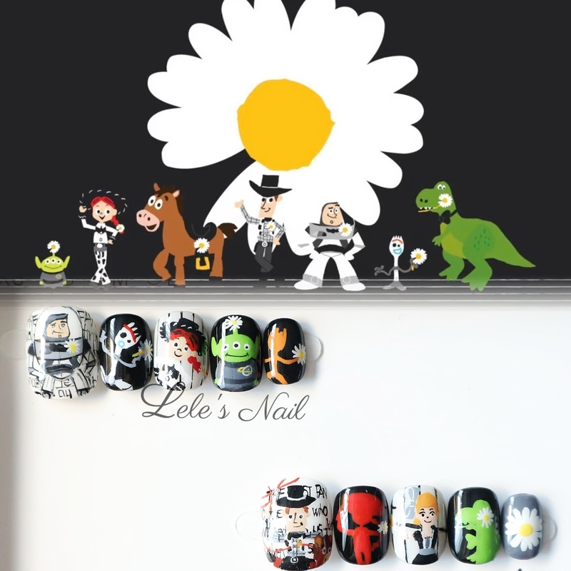 【Lele】G-Dragon Toy Story Disney Collaboration Unisex Hand-Painted Wearable Nail Art Short Nails