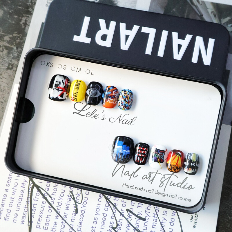 【Lele】Oor Asia Tour Oneokrock Rock Album Hand-Painted Unisex Nail Art Short Nails Wearable Nails