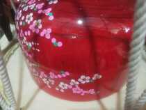 1 6 Purple red long drum (hand painted plum blossom)