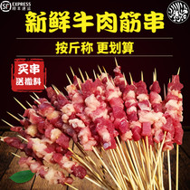 Qiqihar beef skewers fresh barbecue meat handmade fresh beef tendon skewers SF mail delivery skewers