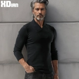 Демисезонная хлопковая утепленный лонгслив, термобелье, китайский стиль, V-образный вырез, облегающий крой, высокий воротник