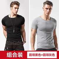 Круглая шея черная + круглая шея серая (базовая модель T067)