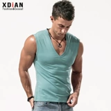 Спортивный жилет для спортзала, летняя футболка без рукавов, V-образный вырез, облегающий крой, в обтяжку