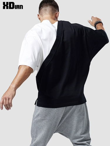 Хлопковая летняя футболка с коротким рукавом, китайский стиль, V-образный вырез