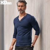 Футболка, демисезонный тонкий хлопковый лонгслив, V-образный вырез, в обтяжку, облегающий крой