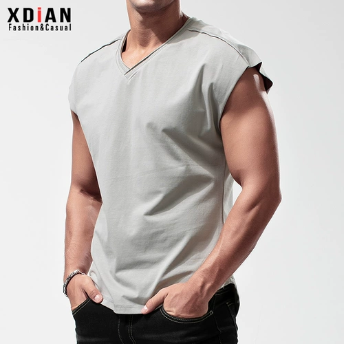 Жилет для спортзала, хлопковая футболка без рукавов, в американском стиле