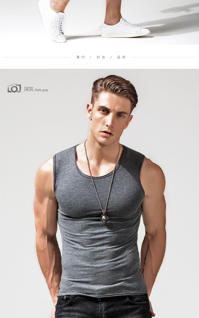 Tiếp tục rộng vai vest nam tự trồng bông thanh niên thể thao thoáng khí tập thể dục tight-fitting không tay T-Shirt triều mùa hè thương hiệu