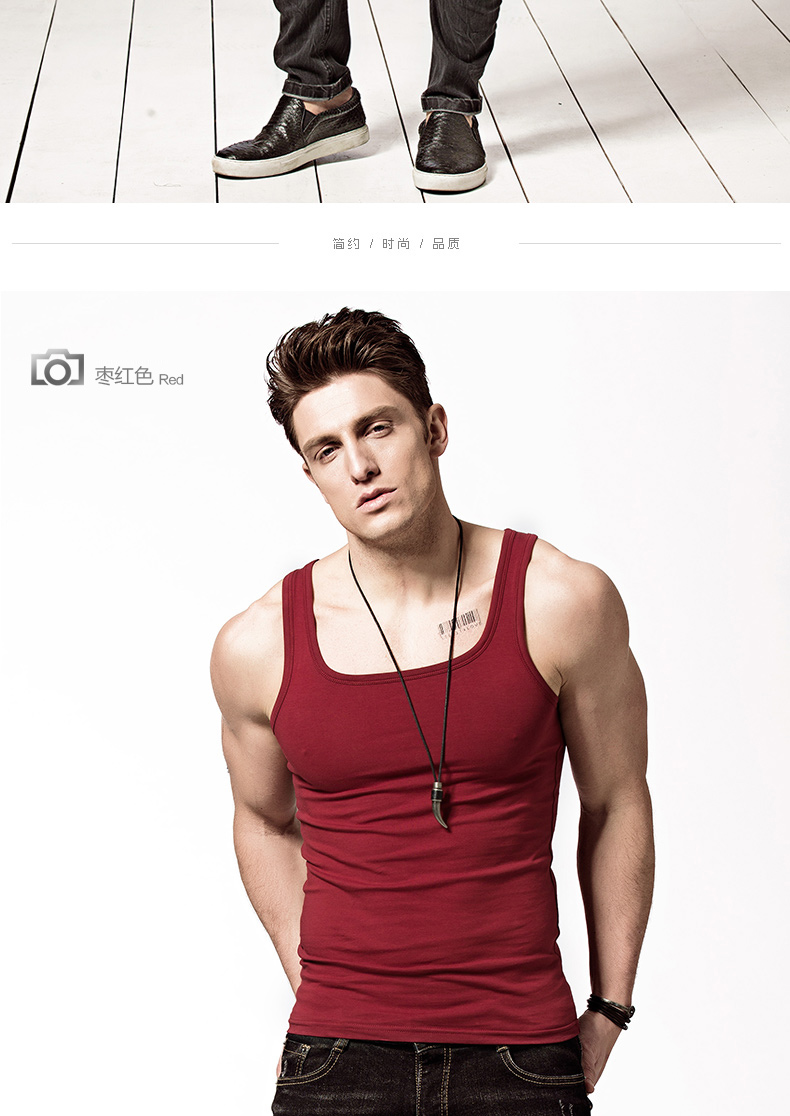 Nam Quảng Trường Cổ Vest Nam Cotton Slim Thể Thao Thanh Niên Thể Dục Skinny Thoáng Khí Thoáng Khí Sling Mùa Hè áo ba lỗ trắng